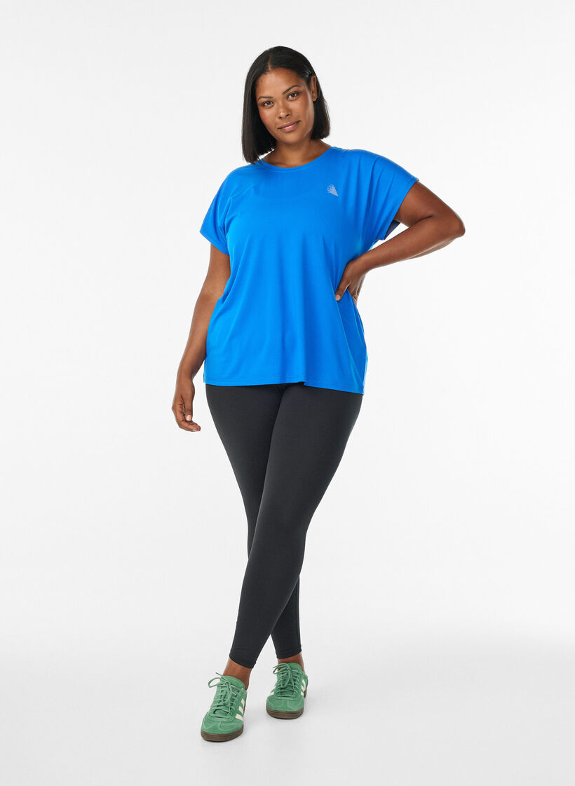 Ensfarvet tr&aelig;nings t-shirt, Bl&aring;, Model image number 1