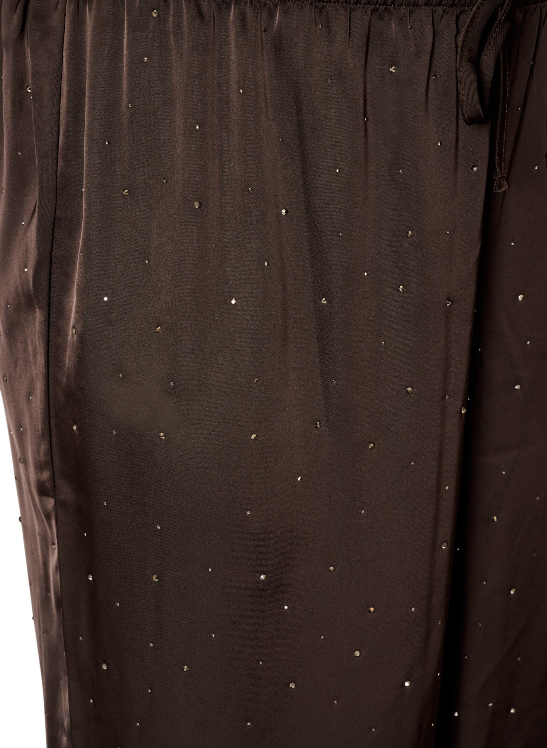 ZizziBallonbukser i satin med rhinsten, Brun, Packshot image number 2
