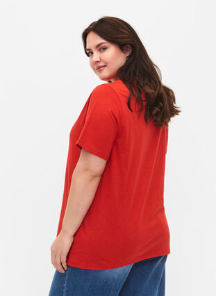 Kortærmet basis t-shirt med v-hals, Flame Scarlet, Model image number 1