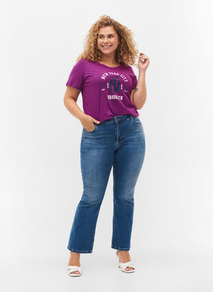 Bomulds t-shirt med tryk, Grape Juice, Model image number 2