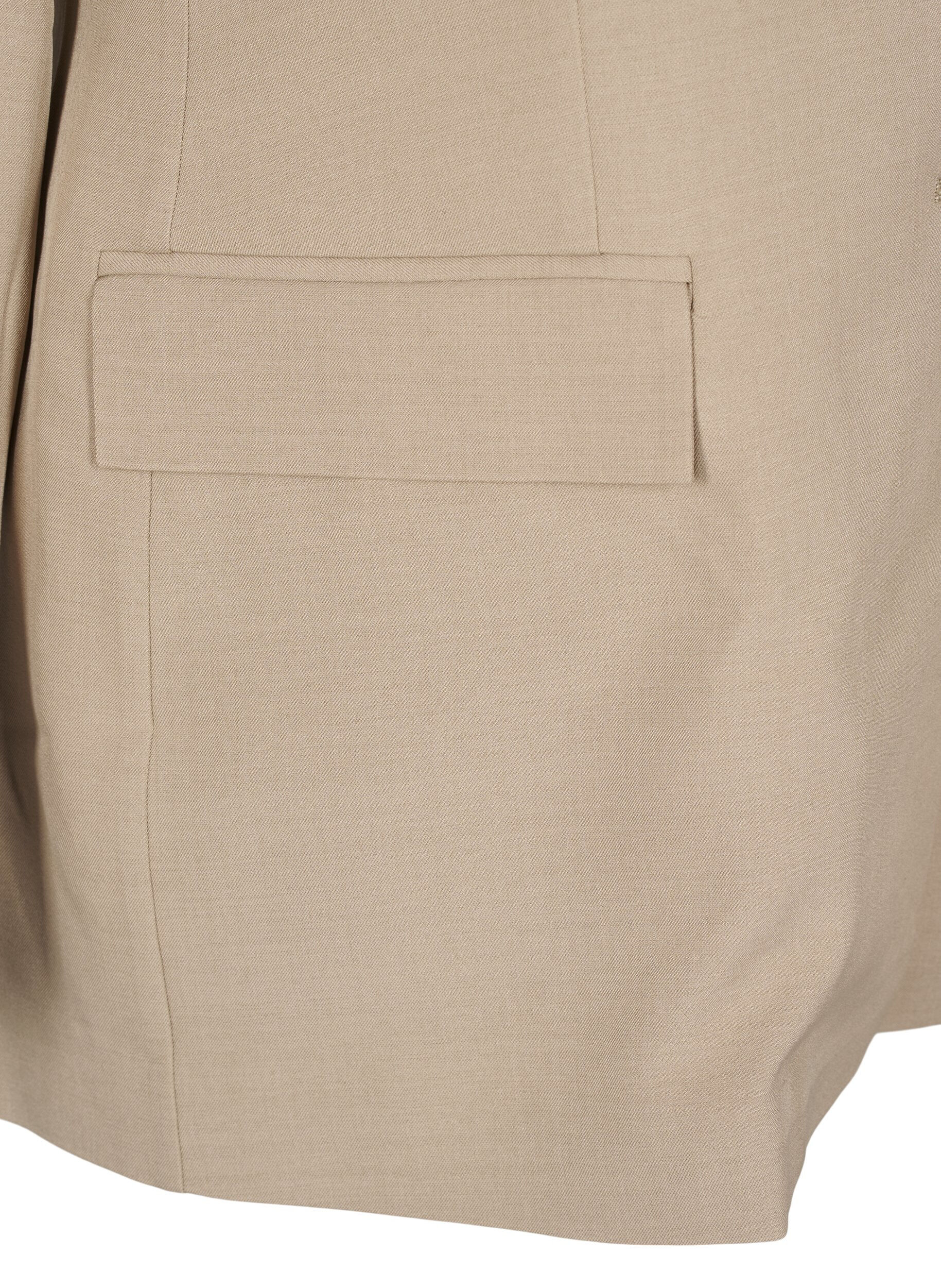 Zizzi FLASH - Blazer med lommer og slids, Beige, Packshot image number 3