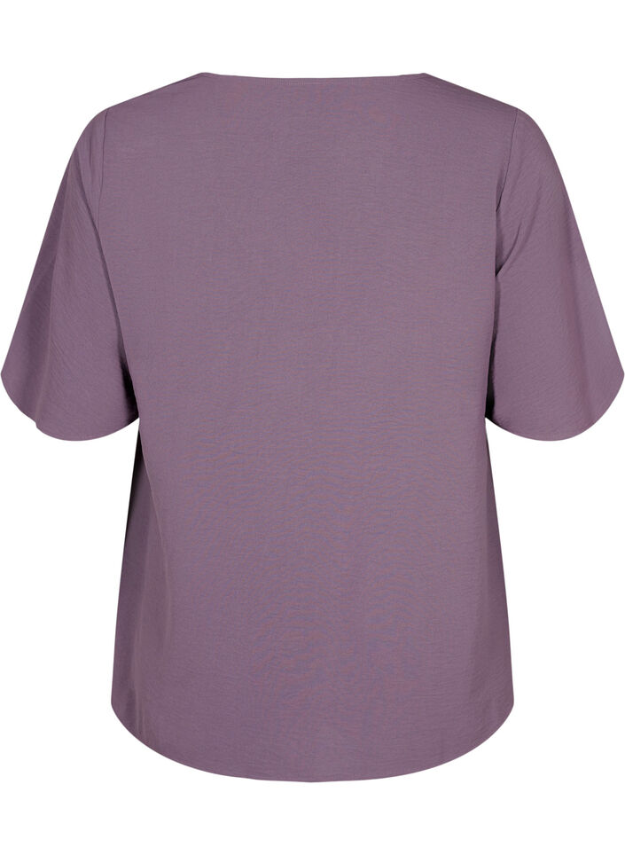 Kortærmet bluse med a-shape, Vintage Violet, Packshot image number 1