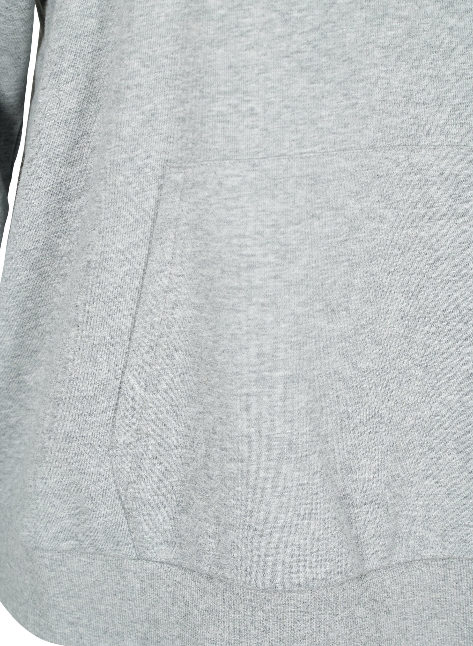 Zizzi Sweat h&aelig;ttetr&oslash;je, Light Grey Melange, Packshot image number 3