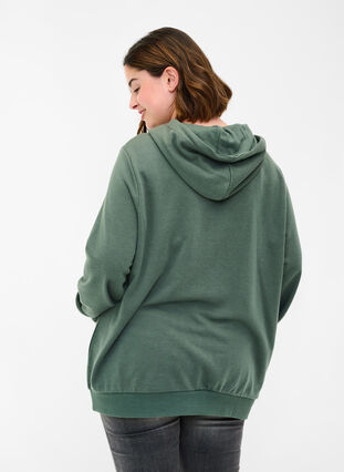 Sweatshirt med hætte og lomme, Thyme, Model image number 1