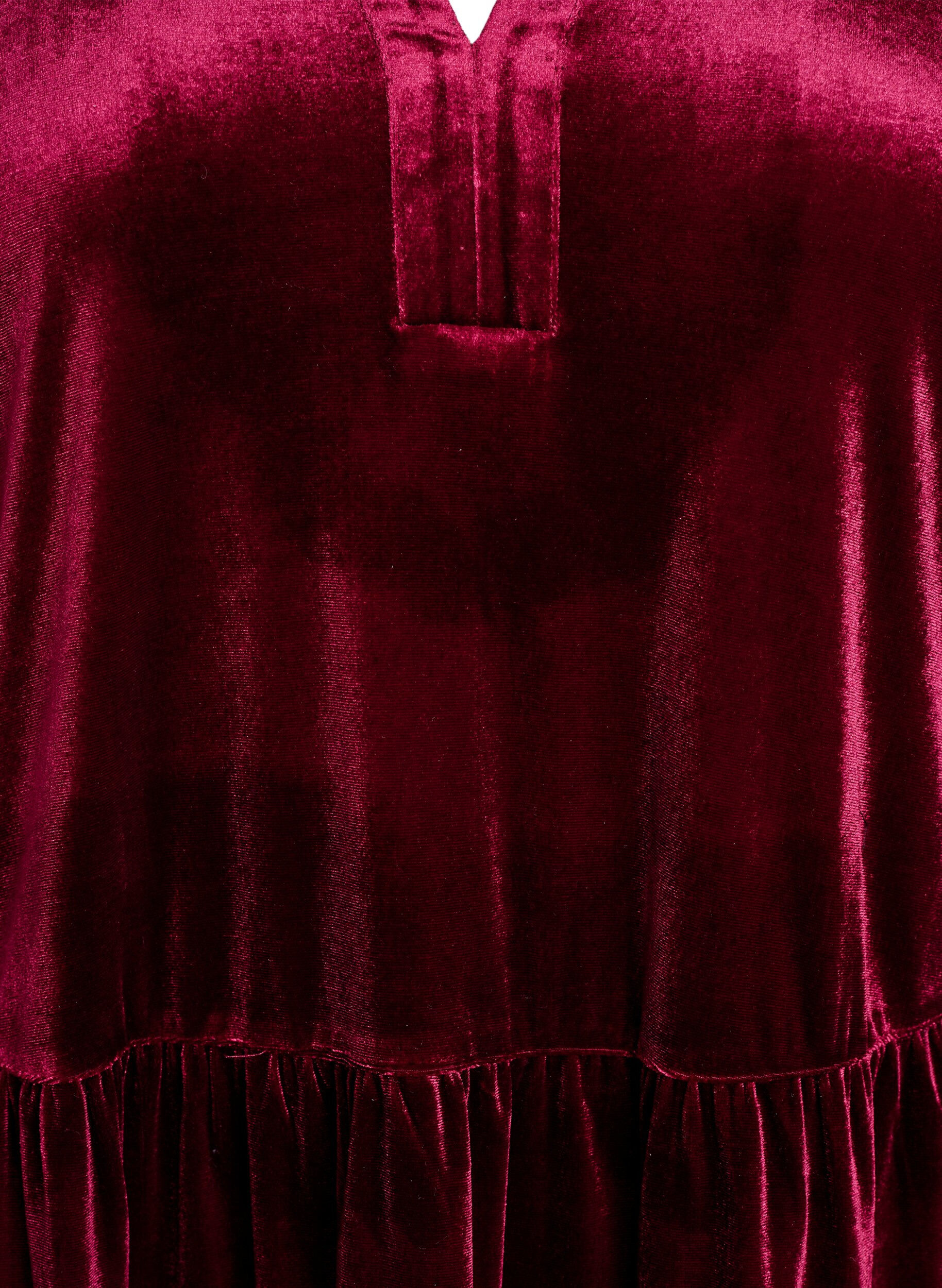 Zizzi Kort velourkjole med fl&aelig;sekrave og lange &aelig;rmer, R&oslash;d, Packshot image number 2