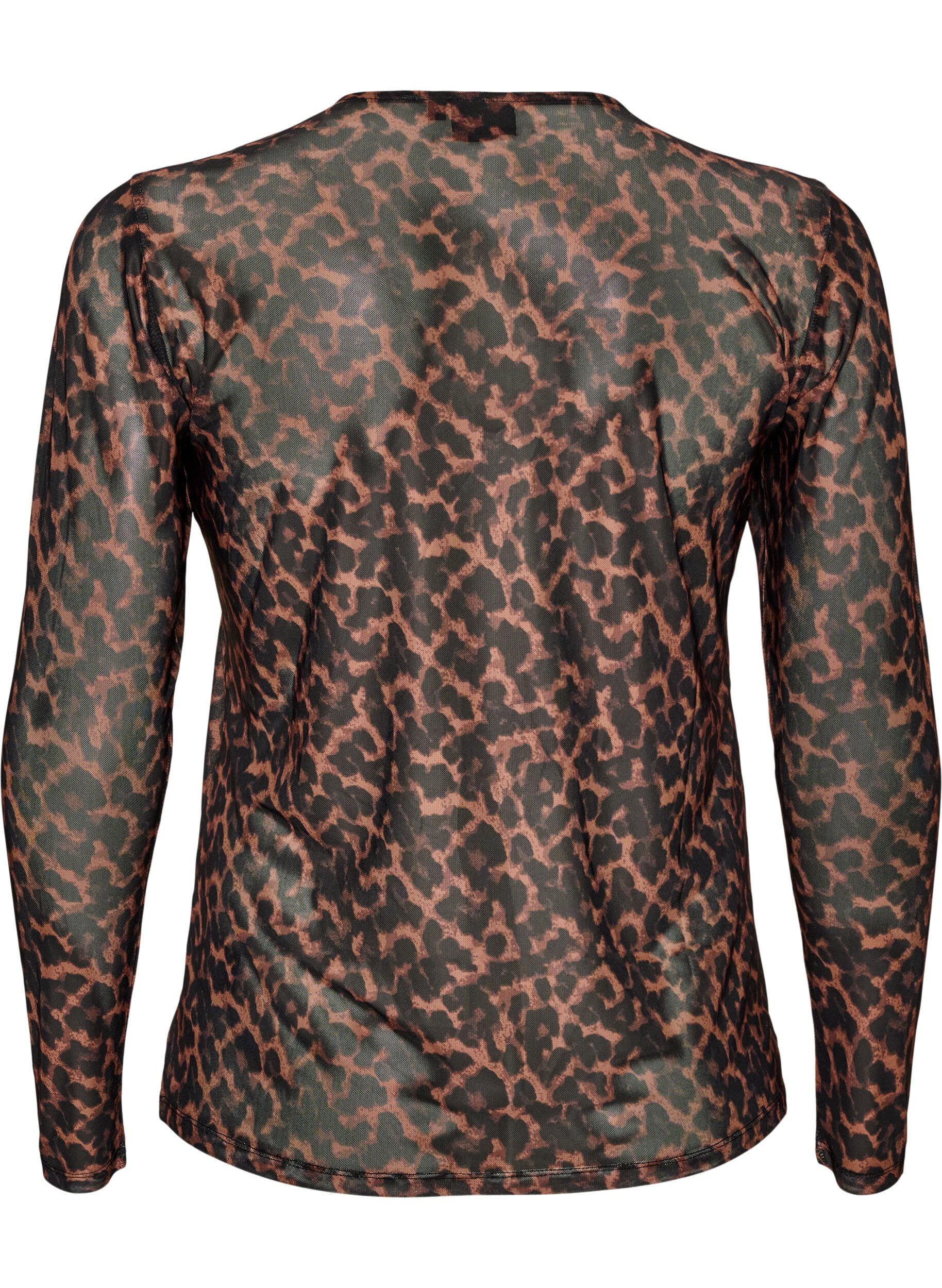 ZizziMeshbluse med print, Brun, Packshot image number 1