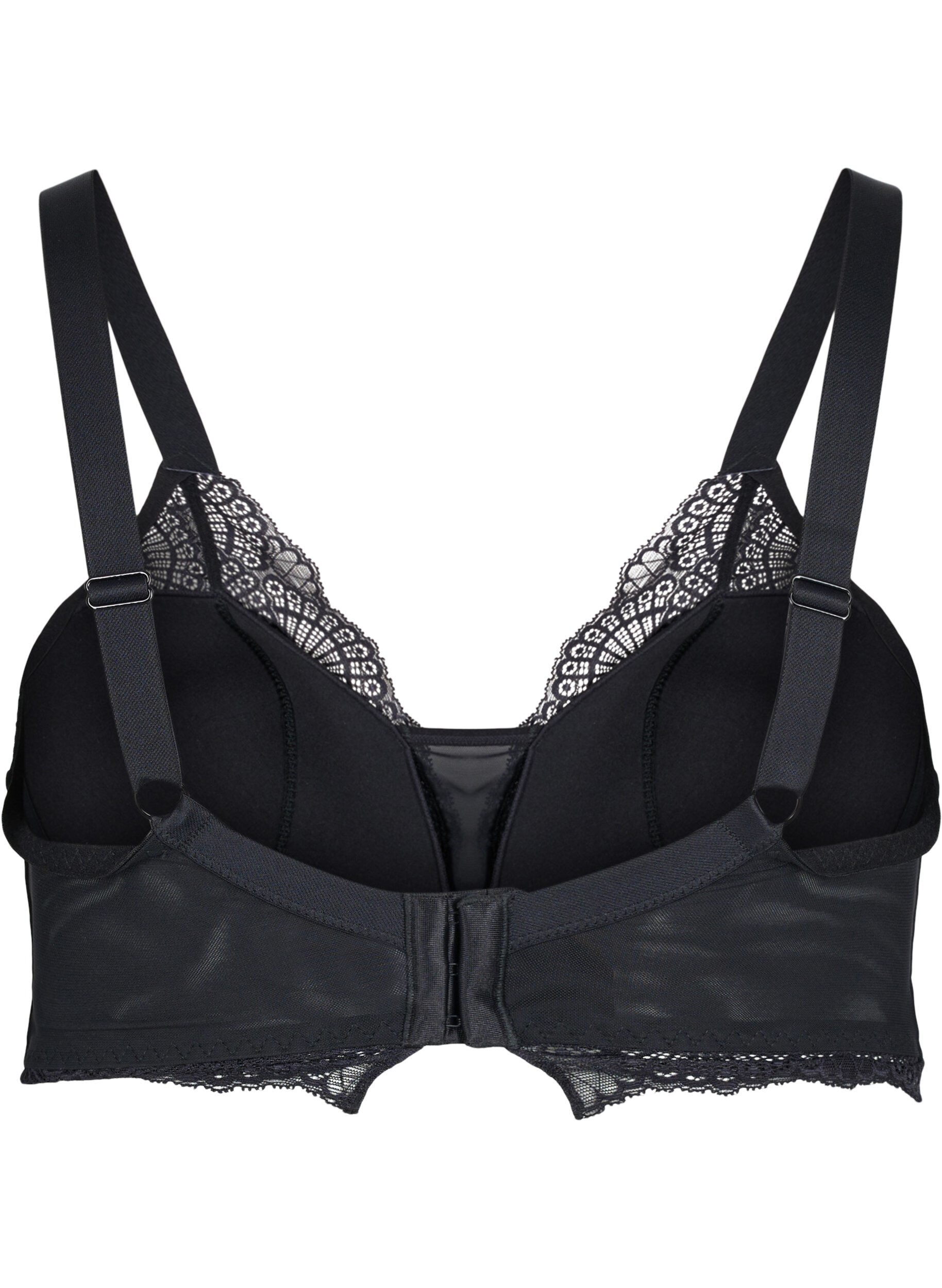 Zizzi Let vatteret blonde bh med mesh, Black, Packshot image number 1