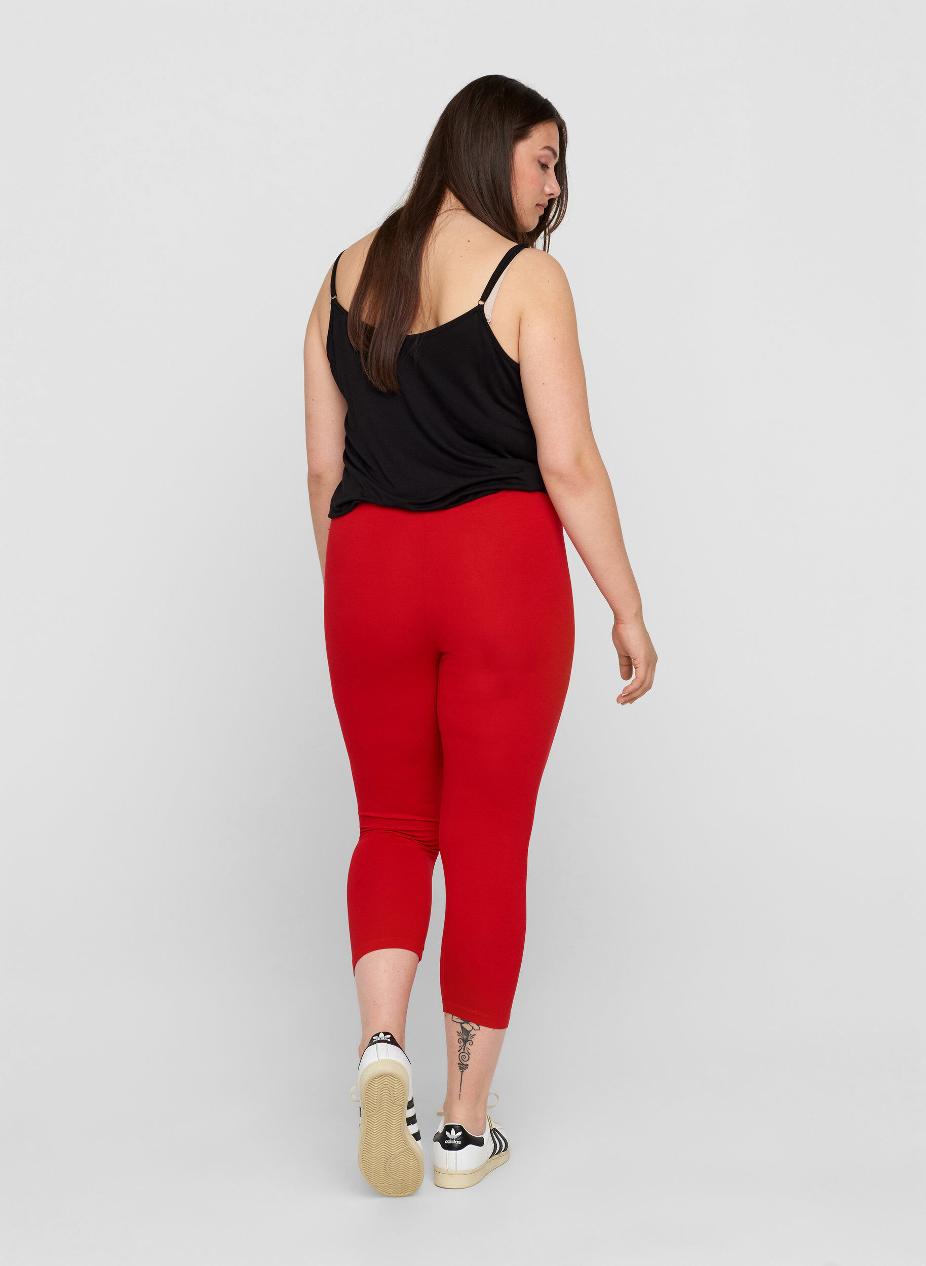 Zizzi Basis 3/4 leggings, Tango Red, Model image number 1