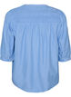 Bluse med smock og 3/4-&aelig;rmer, Bl&aring;, Packshot image number 1