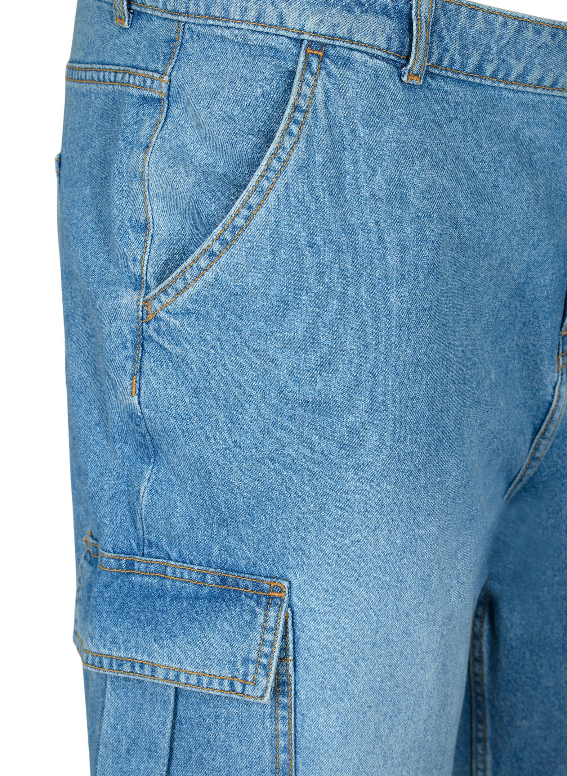 Zizzi L&oslash;stsiddende jeans med cargolommer, Light blue, Packshot image number 2