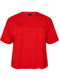Boxy T-shirt i bomuld, R&oslash;d