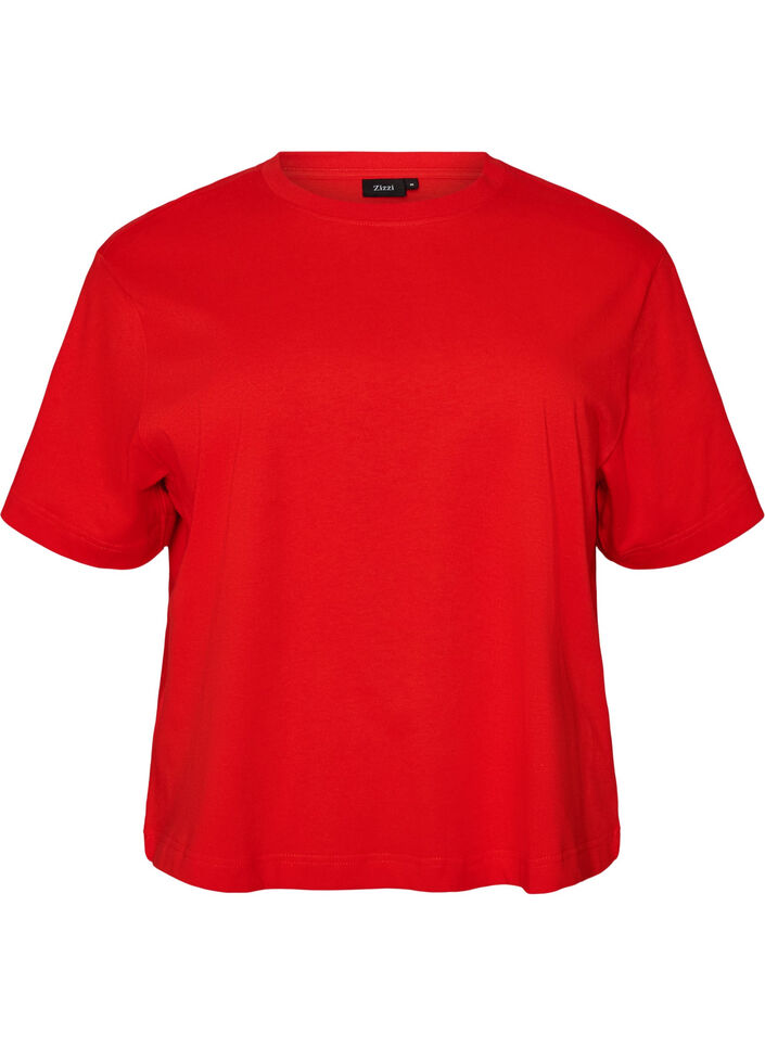 Boxy T-shirt i bomuld, R&oslash;d, Packshot image number 0
