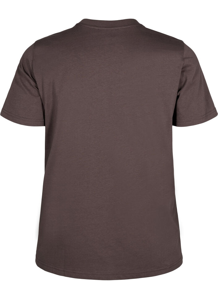 Basis t-shirt i bomuld med rund hals , Brun, Packshot image number 1