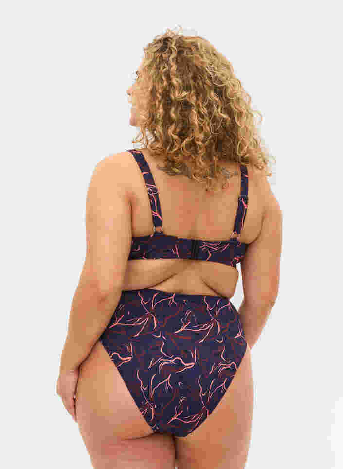Højtaljet bikini trusse med høj benskæring, Graphic Print, Model image number 1