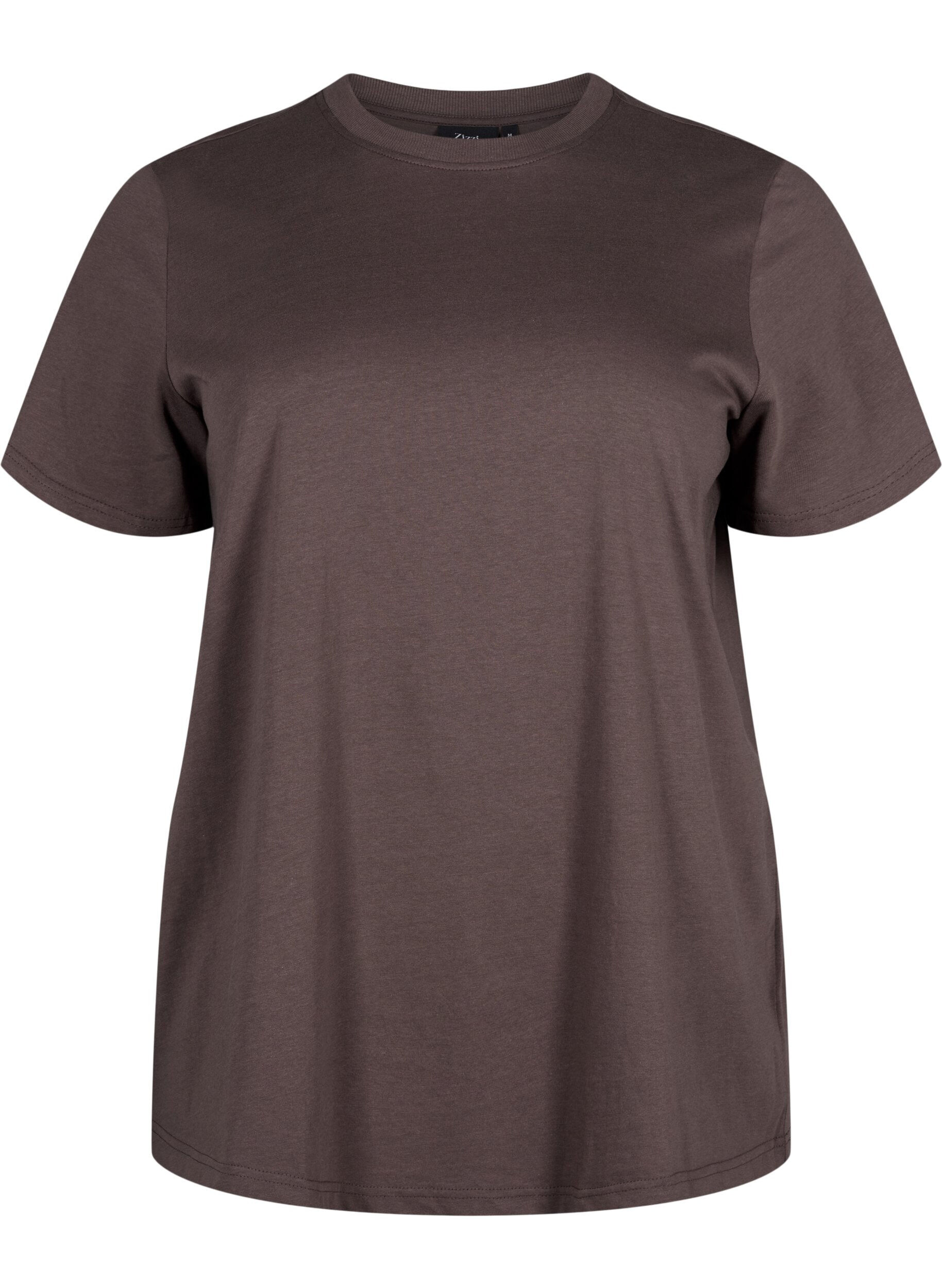 Zizzi Basis t-shirt i bomuld med rund hals , Brun, Packshot image number 0