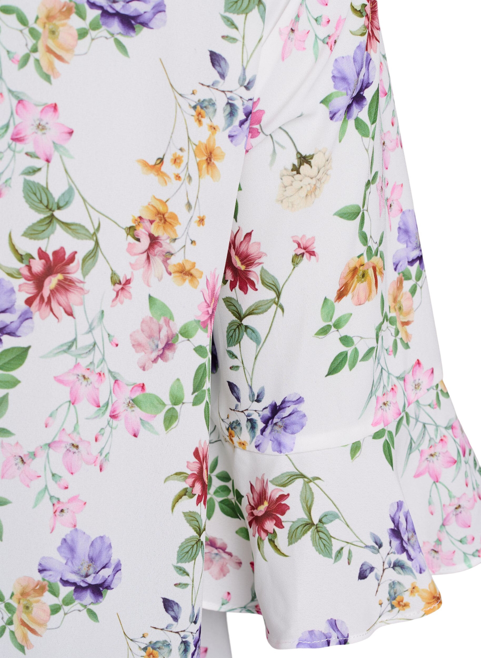 Zizzi Blomstret midikjole med 3/4 &aelig;rmer , Lyser&oslash;d, Packshot image number 3