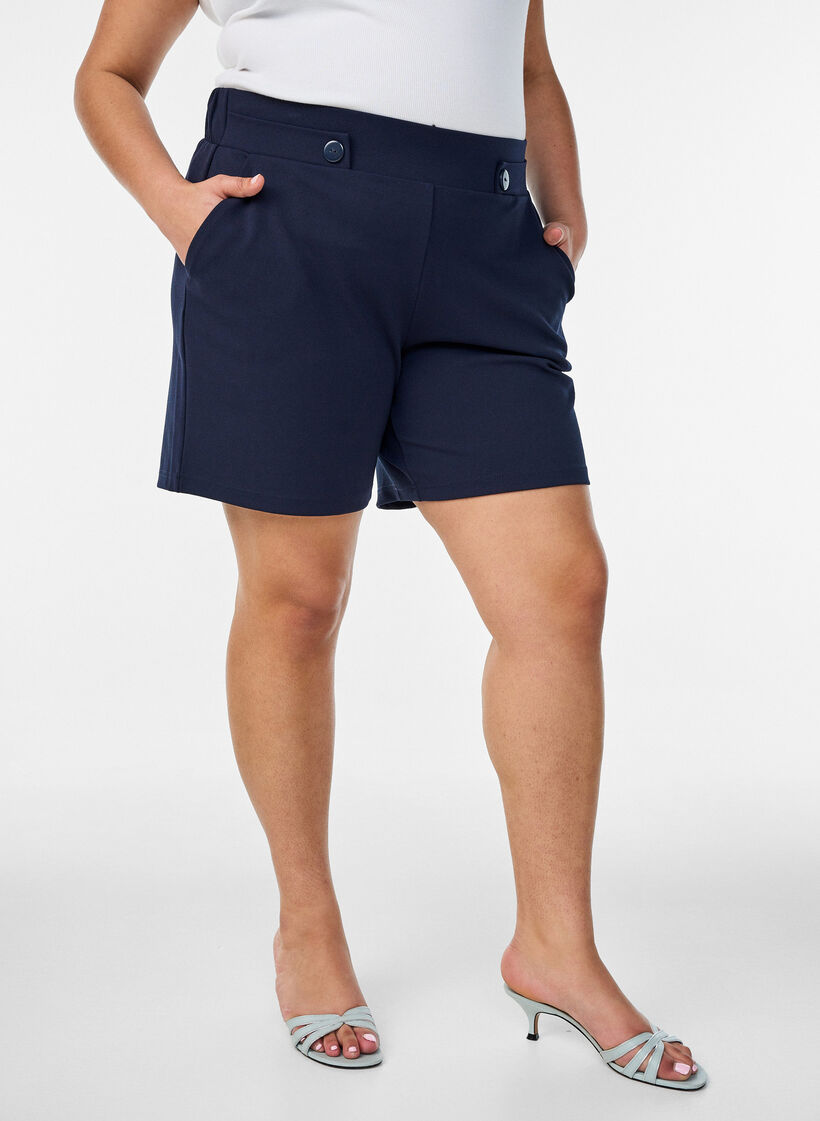 Shorts med lommer og l&oslash;s pasform, Bl&aring;, Model image number 3