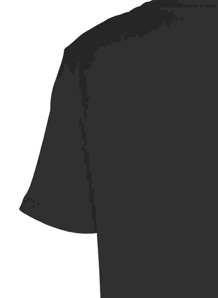 Bomulds t-shirt med ribstruktur, Black, Packshot image number 3