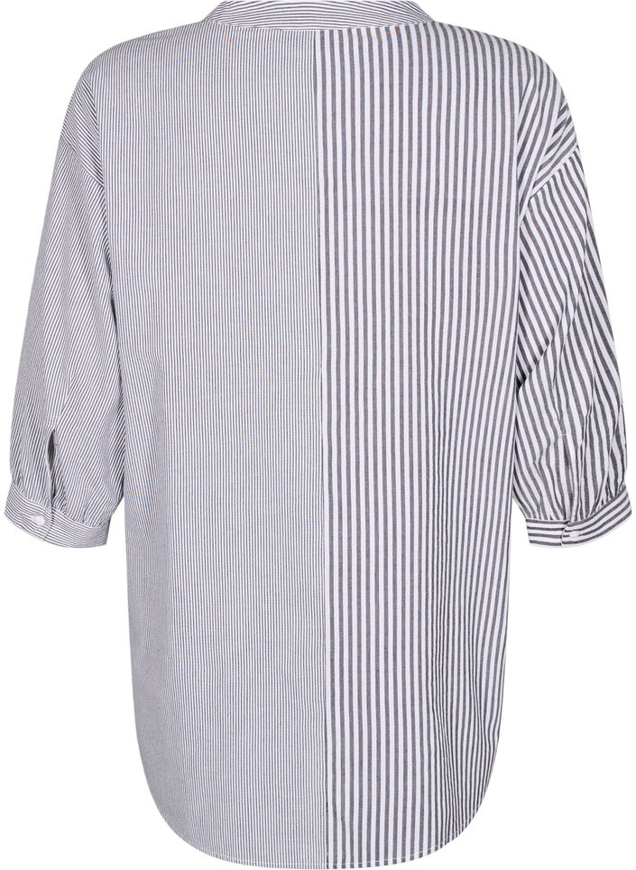 Stribet tunika med 3/4 ærmer, Sort, Packshot image number 1