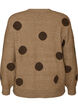 Strikbluse med prikket m&oslash;nster, Brun, Packshot image number 1