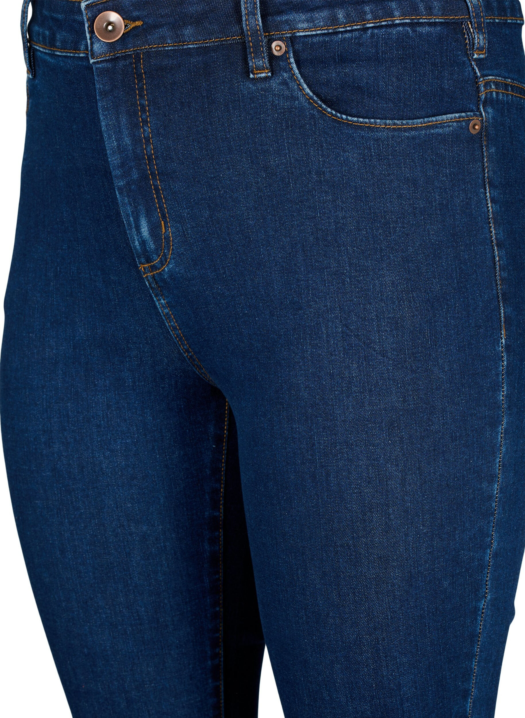 Zizzi Amy jeans med h&oslash;j talje og super slim fit, Bl&aring;, Packshot image number 2