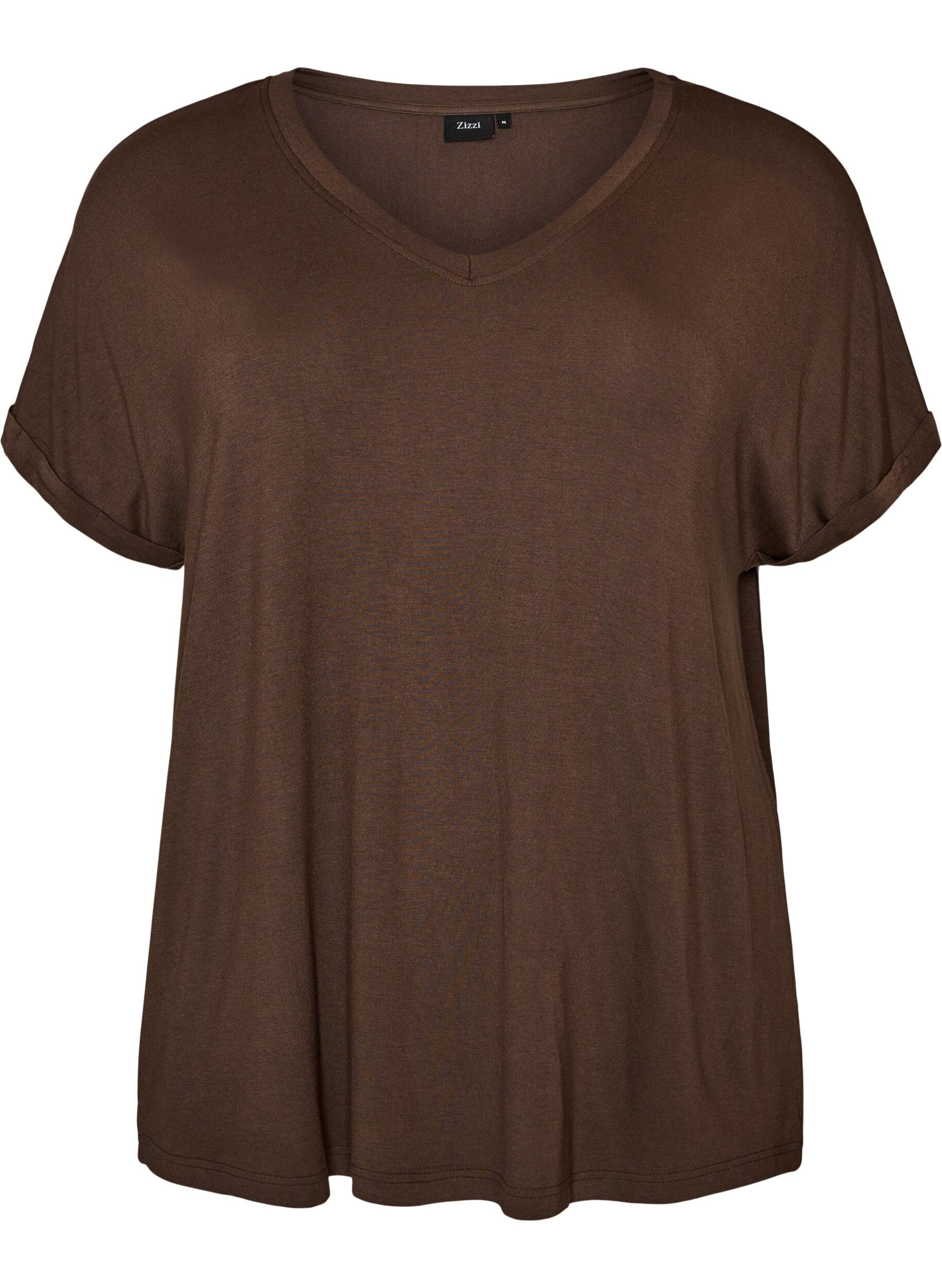 Basis T-shirt i viskose med V-hals