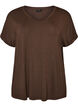 Basis T-shirt i viskose med V-hals, Brun, Packshot image number 0