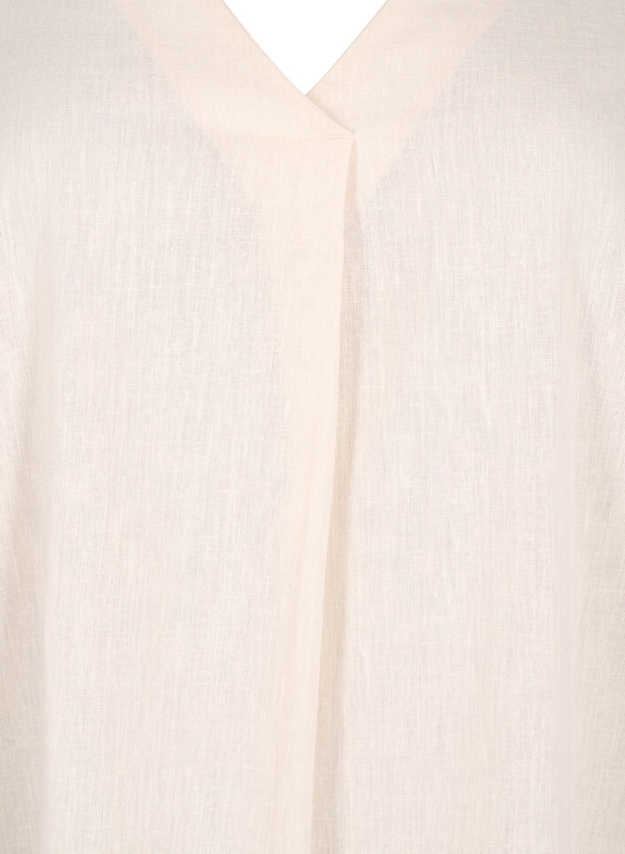 Kaftankjole i bomuldsmix med hør, Beige, Packshot image number 2