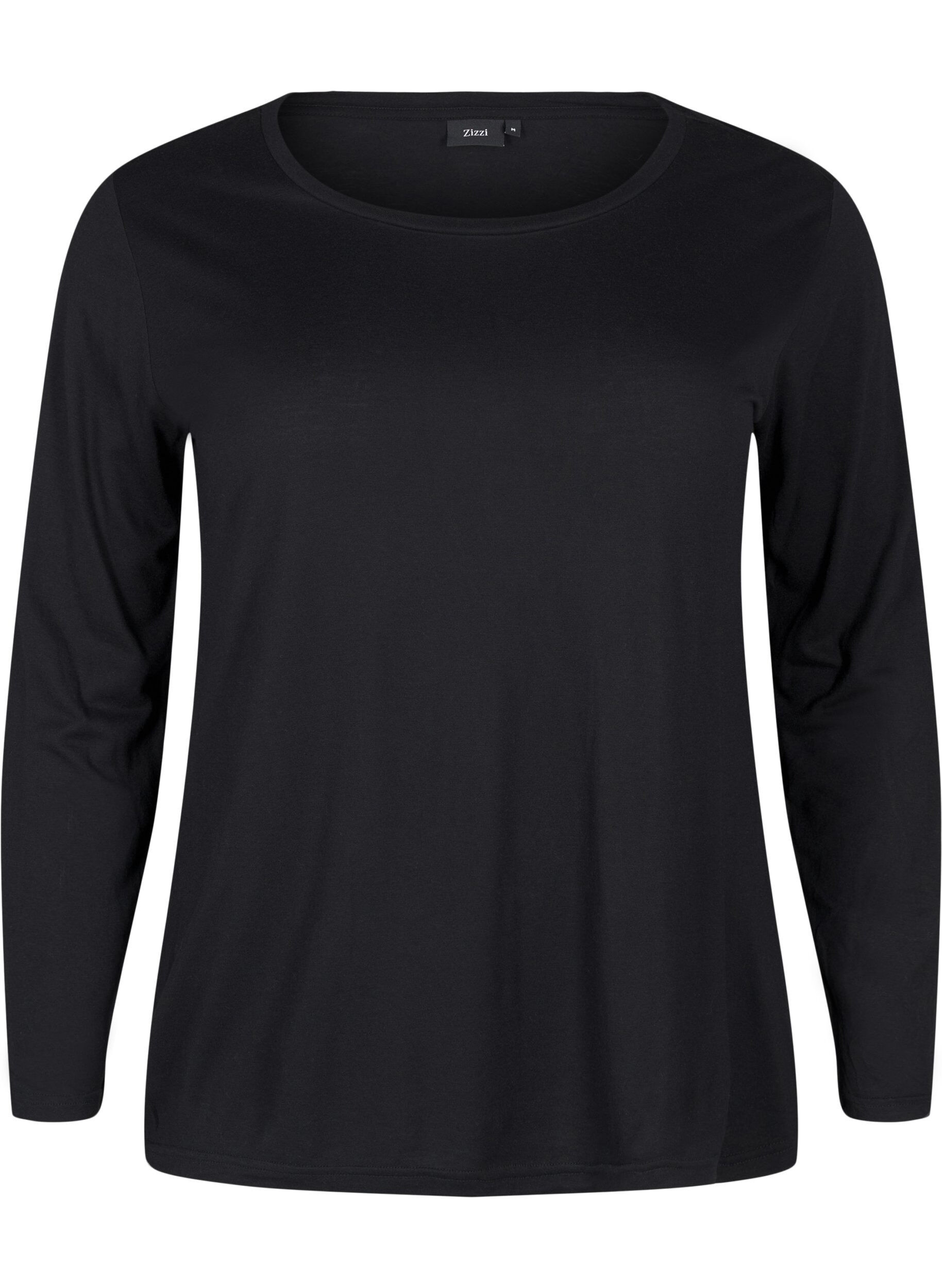 ZizziLang&aelig;rmet bluse i uld og viskose, Sort, Packshot image number 0