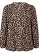 Bluse med lange &aelig;rmer og leoprint, Brun, Packshot image number 0