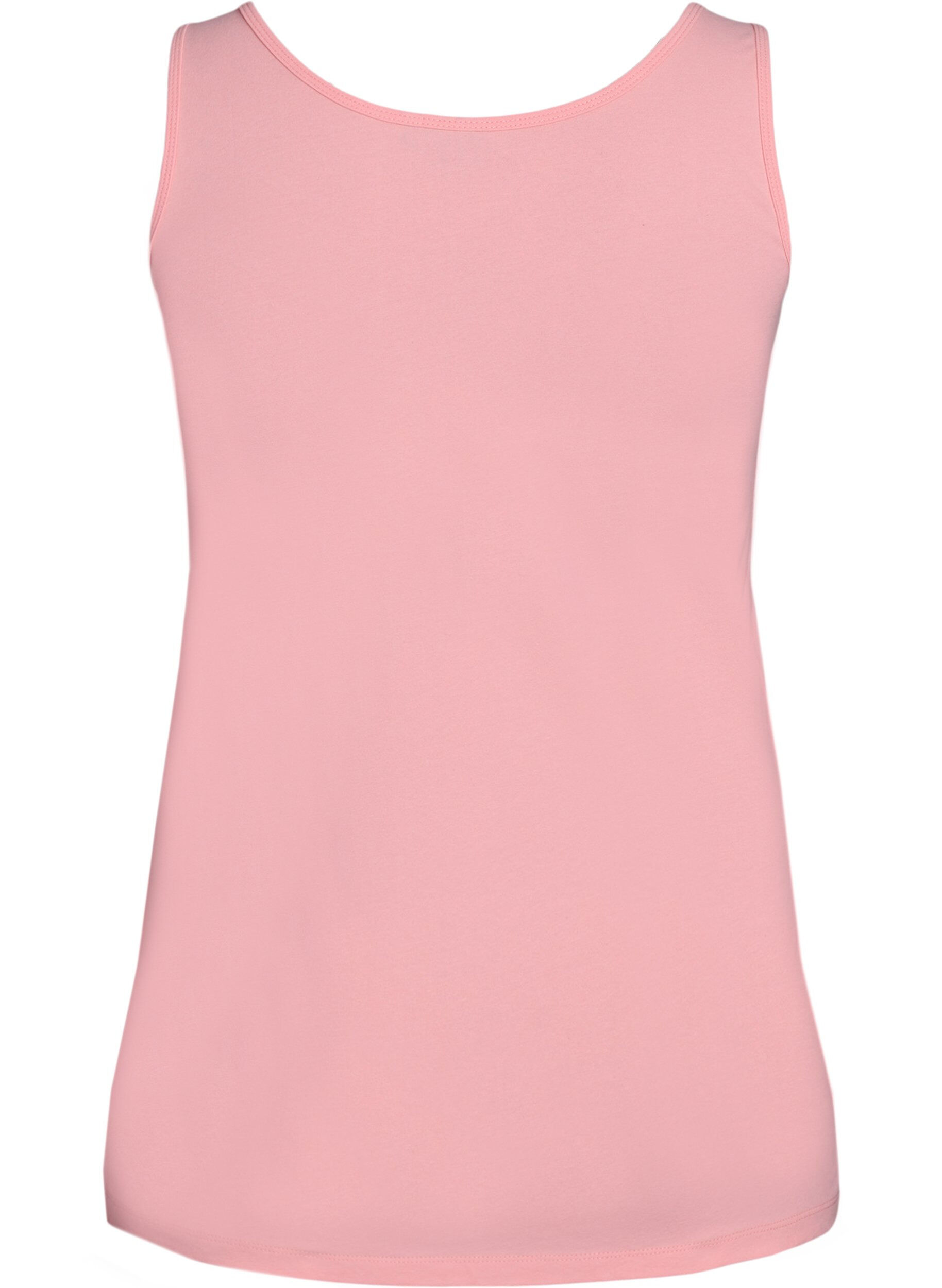 ZizziEnsfarvet basis top i bomuld, Lyser&oslash;d, Packshot image number 1