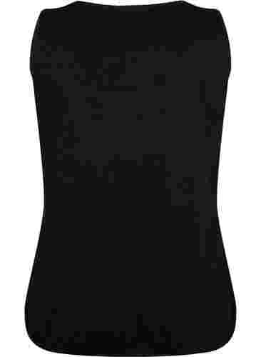 Bomuldstop med rund hals og blondekant, Black, Packshot image number 1