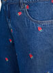 Denim shorts med broderede jordb&aelig;r, Bl&aring;, Packshot image number 2