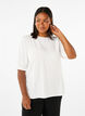 Bluse i viskose med 1/2 ærmer, Bright White, Model image number 0