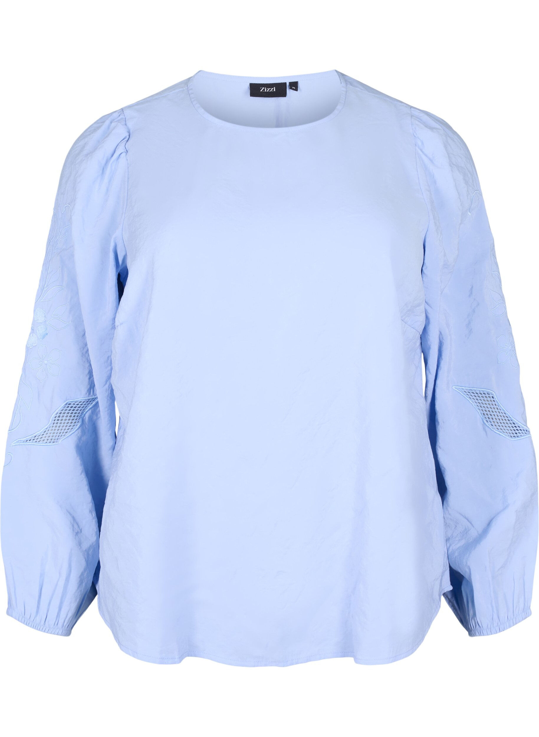 Zizzi Bluse i TENCEL&trade; Modal med broderidetaljer, Serenity, Packshot image number 0