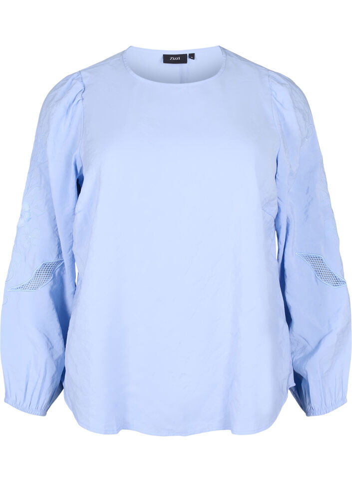 Bluse i TENCEL™ Modal med broderidetaljer, Serenity, Packshot image number 0