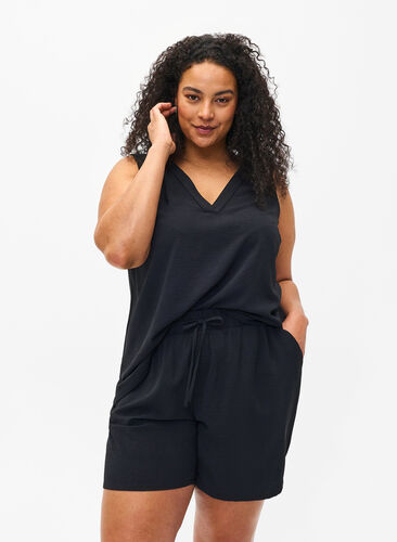 Shorts med lommer og elastik i taljen, Black, Model image number 0