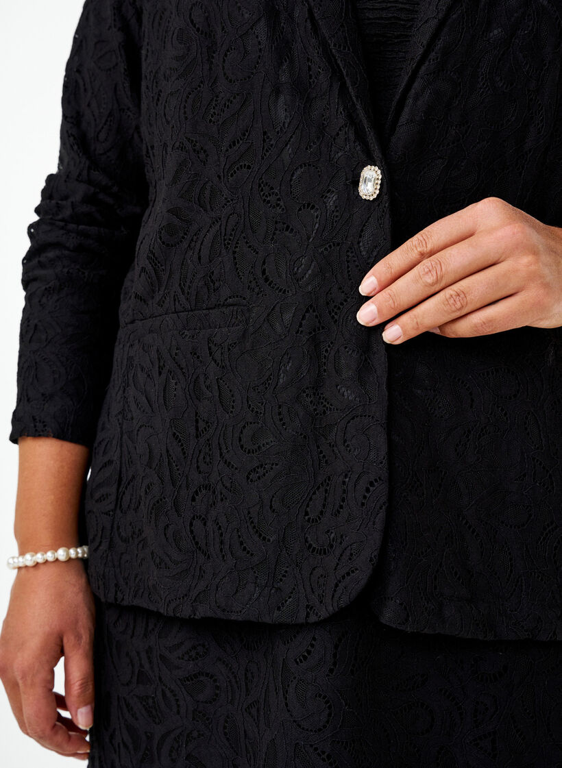 Blonde blazer med lommer, Black, Model image number 2