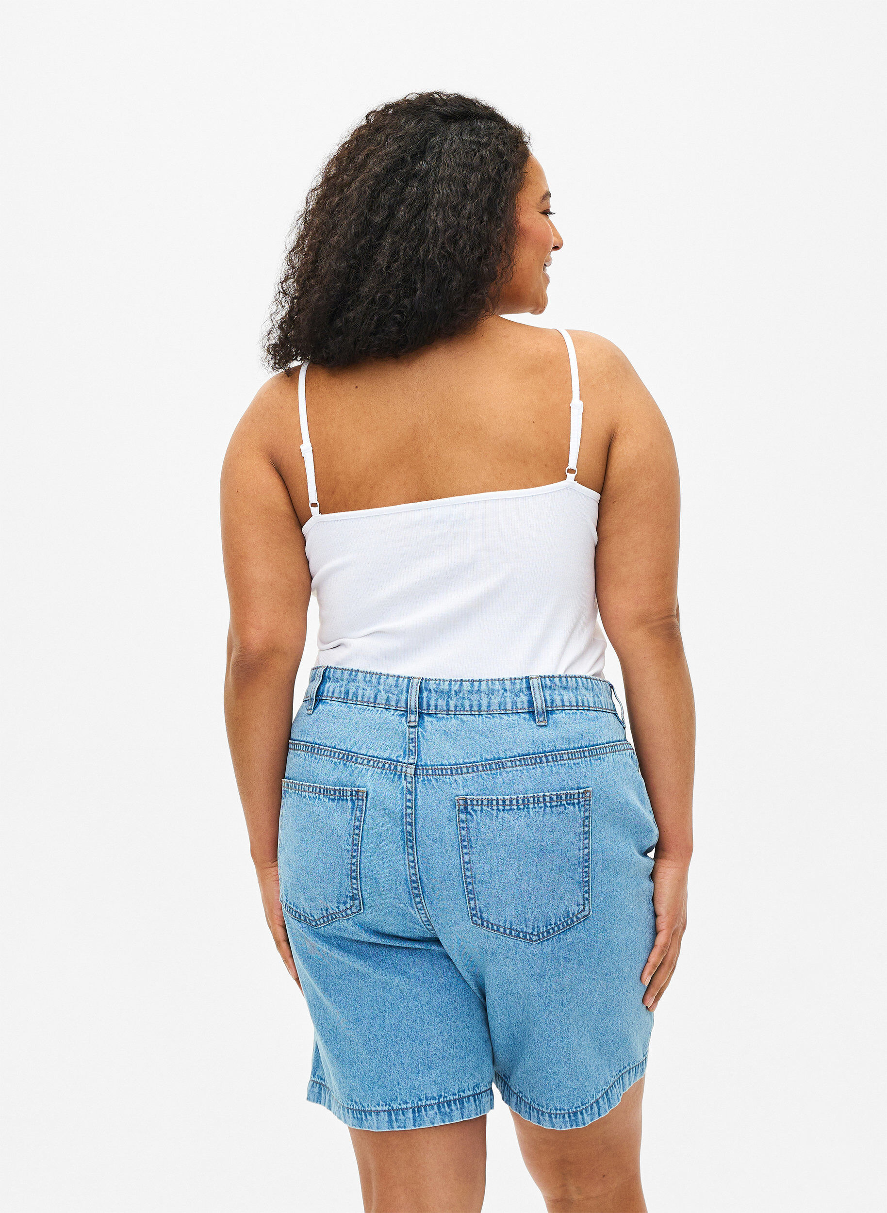 Zizzi Rib top i &oslash;kologisk bomuld med krydsdetalje , Bright White, Model image number 1