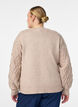 Strikcardigan med perleknapper og kabelmønster, Beige, Model image number 2