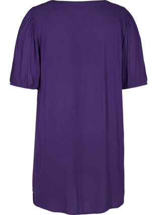 Viskose tunika med v-hals og knapper, Purple, Packshot image number 1