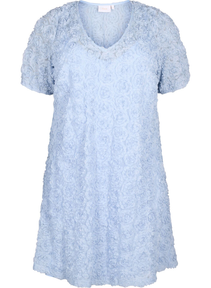 Festkjole med 3D-blomster, Cashmere Blue, Packshot image number 0