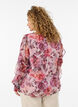 Blomstret bluse med V-udsk&aelig;ring og fl&aelig;se&aelig;rmer, Lyser&oslash;d, Model image number 2
