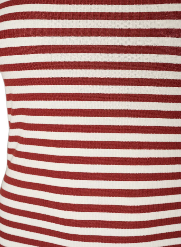 Stribet tanktop med ribstruktur, R&oslash;d, Packshot image number 2