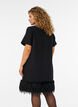 Kort jerseykjole med fjerkant, Sort, Model image number 2