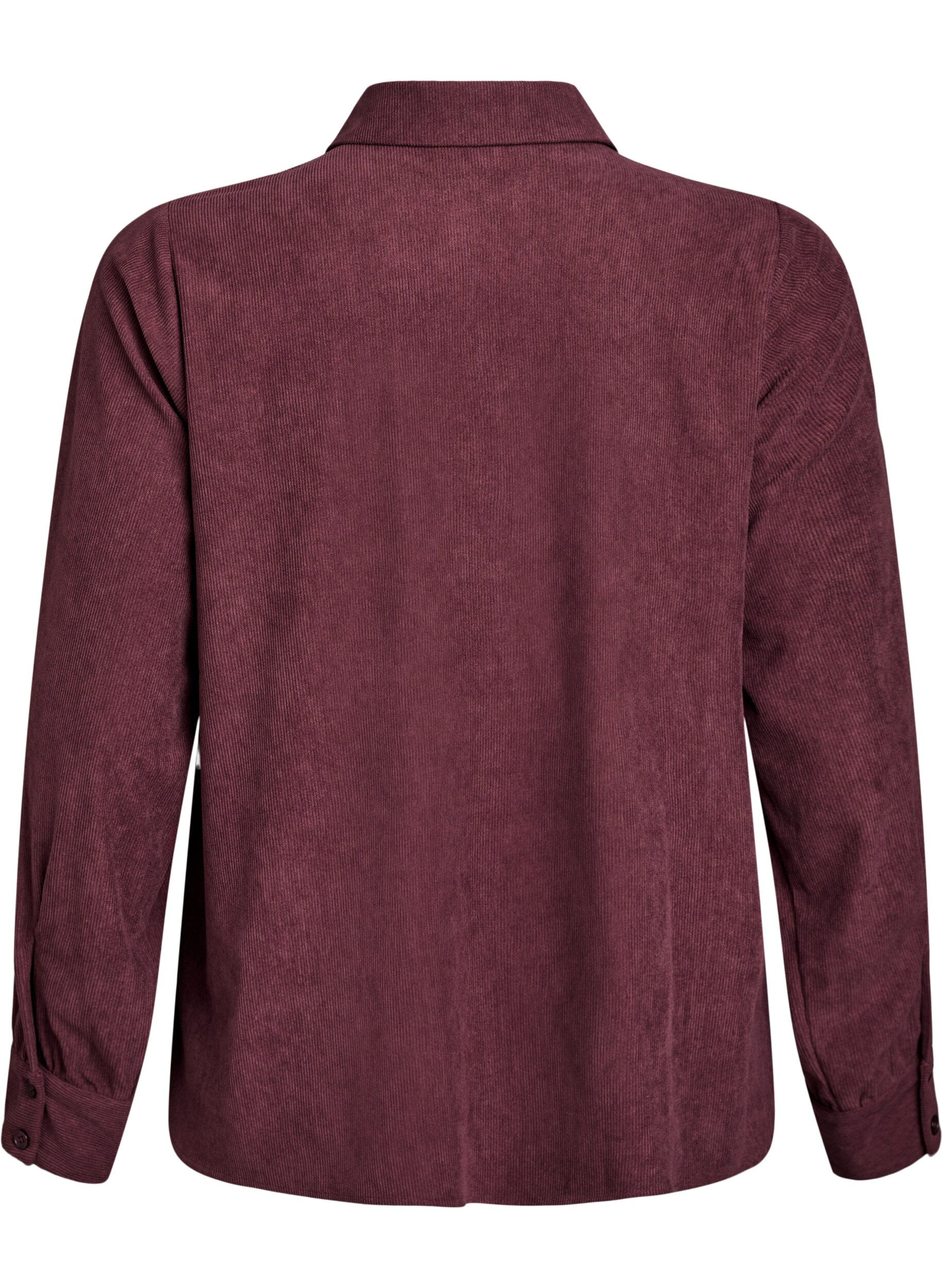 Zizzi Lang&aelig;rmet skjortebluse i fl&oslash;jl, M&oslash;rk Bordeaux, Packshot image number 1