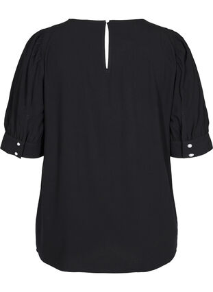 Bluse i viskose med a-shape, Black, Packshot image number 1