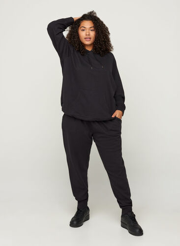 Bomulds sweatpants med lommer, Black, Model image number 1