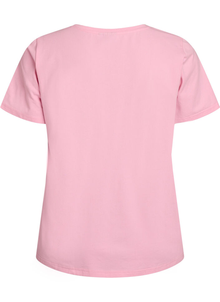 Ensfarvet basis t-shirt i bomuld, Lyser&oslash;d, Packshot image number 1