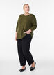 Lang&aelig;rmet bluse med struktur, Gr&oslash;n, Model image number 1